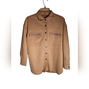 Vintage 70's Ultra Suede Style Snap Button Down Long Sleeved Dagger Collar Shirt